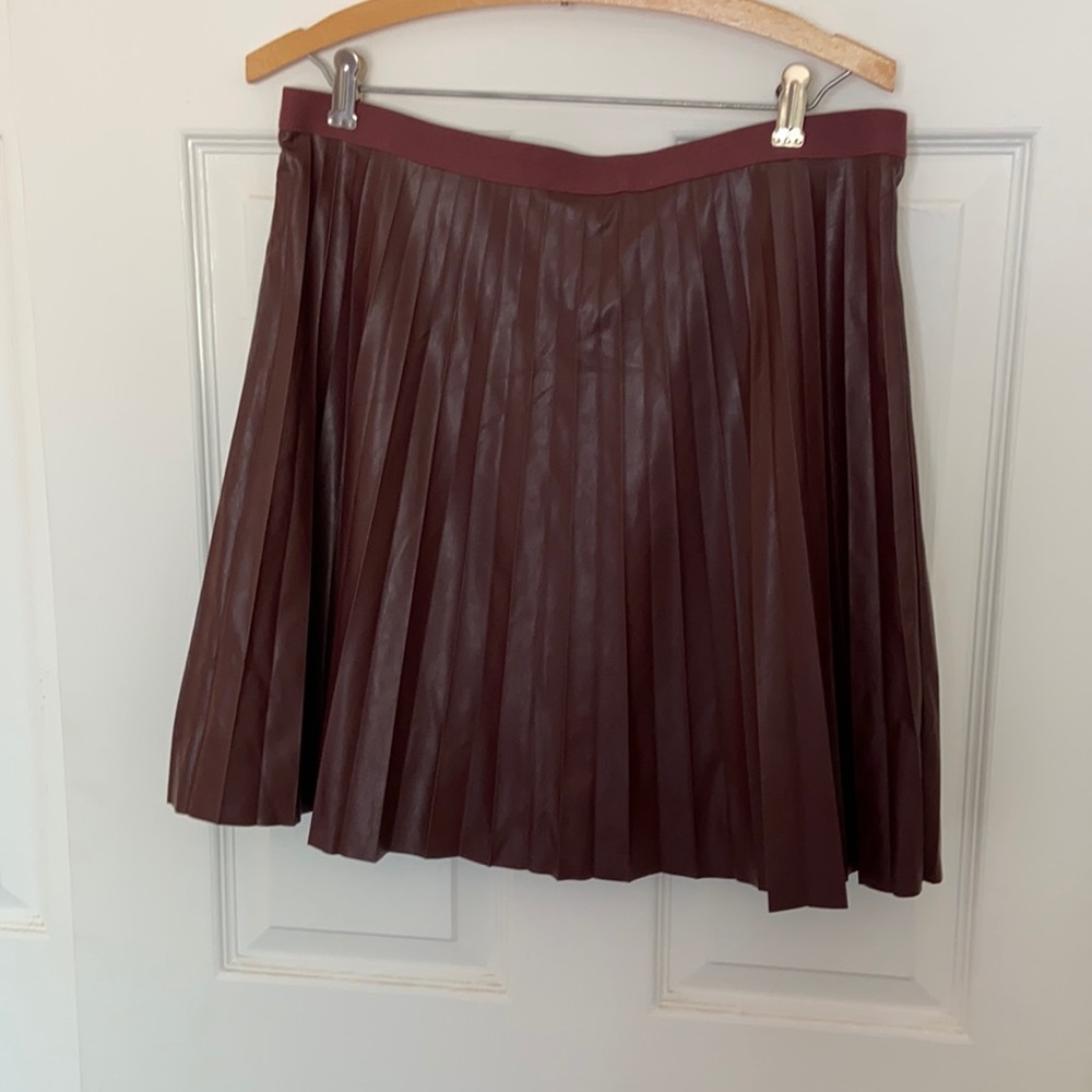 J. Crew Factory Faux Leather Pleated Mini Skirt